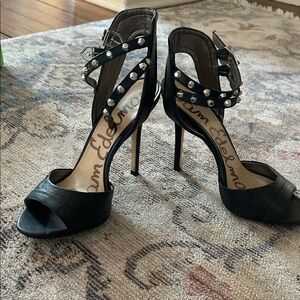 Women's Black Studded High Heels